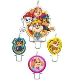 4 Verjaardagskaarsen Paw Patrol