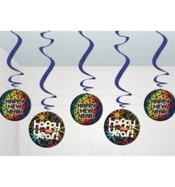 5 Decoratie Hangers Happy Newyear 60 Cm