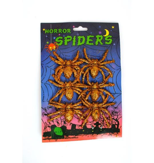 6 Gouden Glitter Spinnen 1 6 Gouden Glitter Spinnen