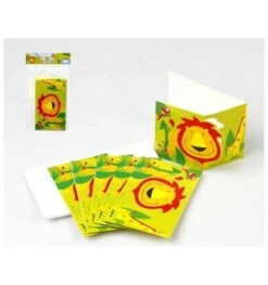 6 Uitnodigingen Kinderfeestje Jungle 9x15 Cm