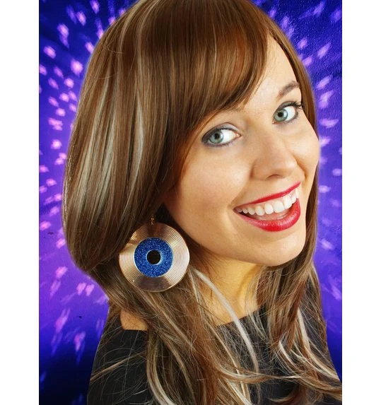 Blauwe Disco Plaat Oorbellen 1 Blauwe Disco Plaat Oorbellen