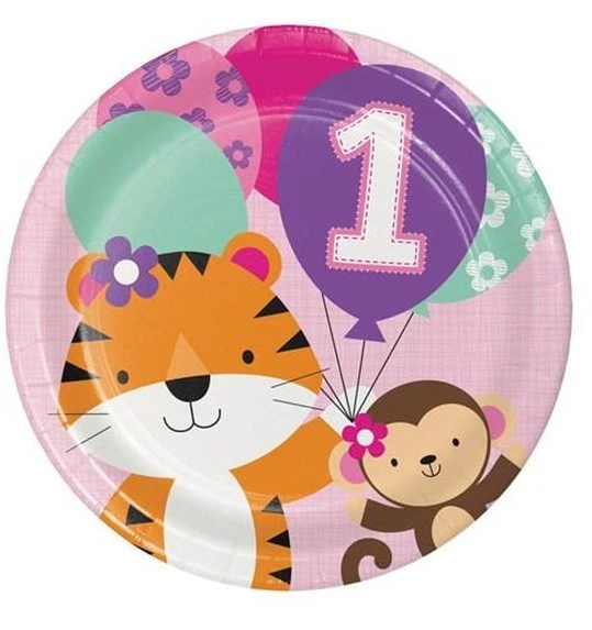 Bordjes One Is Fun Girl 23cm 8 Stuks 1 Bordjes One Is Fun Girl 23cm 8 Stuks