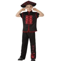 Chinees Jongen Verkleedkostuum Met Hoed