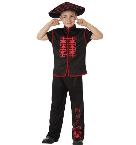 Chinees Jongen Verkleedkostuum Met Hoed 1 Chinees Jongen Verkleedkostuum Met Hoed