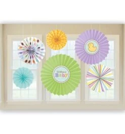 Decoratie Set Met Waaiers Welcome Baby 6 Stuks