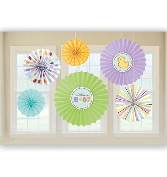 Decoratie Set Met Waaiers Welcome Baby 6 Stuks 1 Decoratie Set Met Waaiers Welcome Baby 6 Stuks