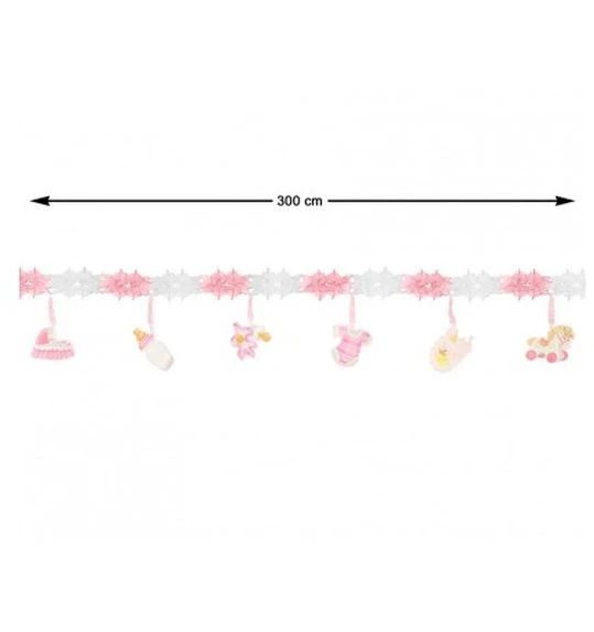 Geboorte Meisje Decoratieslinger 300 Cm 1 Geboorte Meisje Decoratieslinger 300 Cm