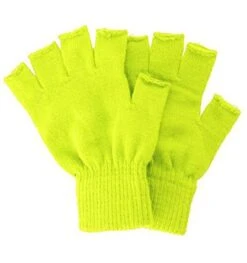 Gebreide Vingerloze Handschoenen Fluogeel