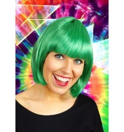 Groene Korte Bob Pruik Carré Sophia