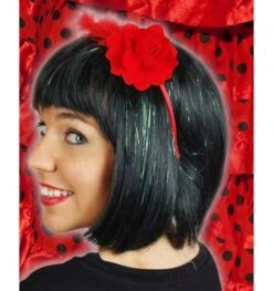 Haarstukje Met Rode Bloemen En Pluim Spaans