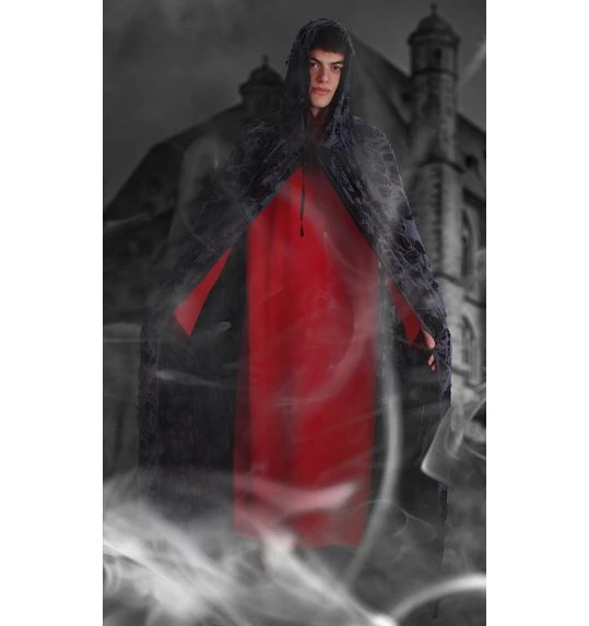 Halloween Cape Met Netstof Grijze -zwart 140 CM Volwassene 1 Halloween Cape Met Netstof Grijze -zwart 140 CM Volwassene