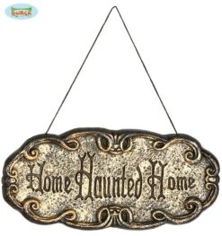 Halloween Deur Bordje Haunted Home 45x20cm