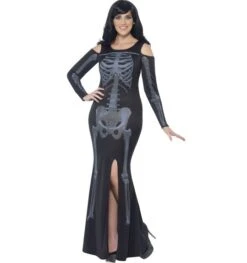 Halloween Lange Jurk Met Skelet Print