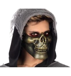 Halloween Masker Skull 14* 18 Cm Pvc Goud