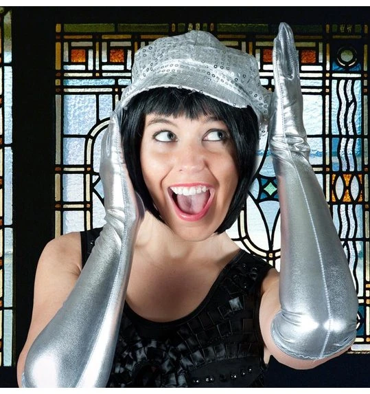 Handschoenen Metallic Zilver 1 Handschoenen Metallic Zilver