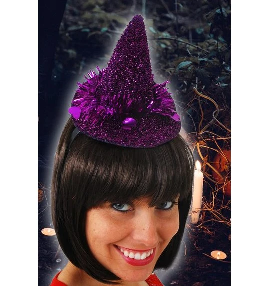 Heksenhoedje Glitter Op Diadeem Paars 1 Heksenhoedje Glitter Op Diadeem Paars