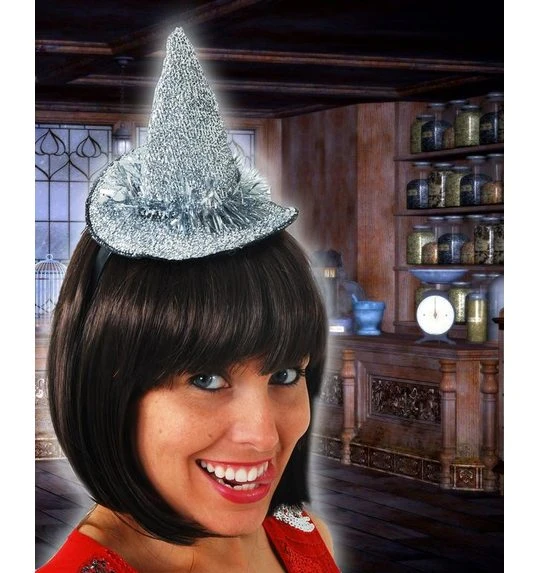 Heksenhoedje Glitter Op Diadeem Zilver 1 Heksenhoedje Glitter Op Diadeem Zilver