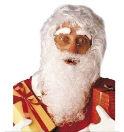 Kerstman Pruik Met Maxi Baard, Snor En Wenkbrauwen