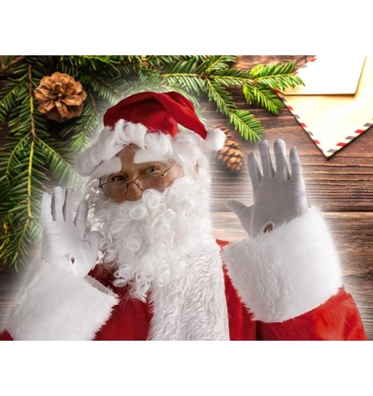 Kerstmuts Met Pruik,baard,wenkbrauwen 1 Kerstmuts Met Pruik,baard,wenkbrauwen