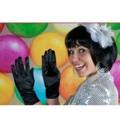 Korte Handschoenen Satijn Zwart