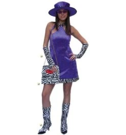 Kostuum Disco Lady Paars