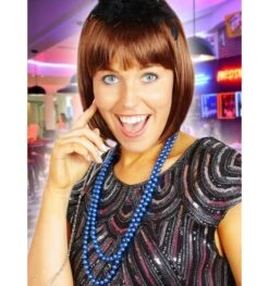 Lange Blauwe Parelhalsketting