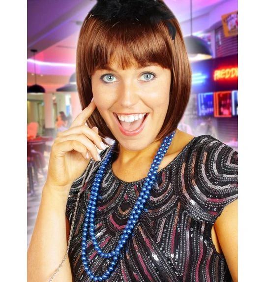 Lange Blauwe Parelhalsketting 1 Lange Blauwe Parelhalsketting