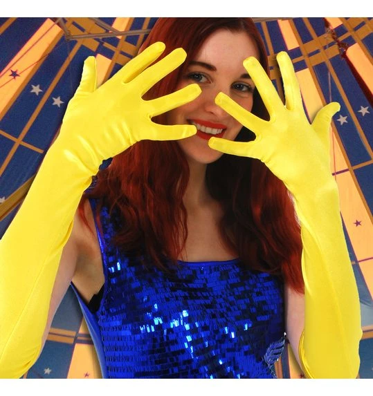 Lange Gele Satijnen Handschoenen 1 Lange Gele Satijnen Handschoenen