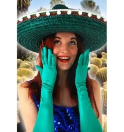 Lange Groene Satijnen Handschoenen