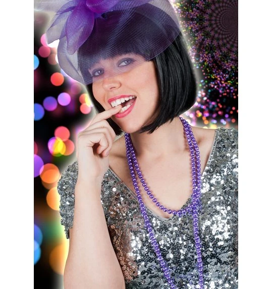 Lange Paarse Parelhalsketting 1 Lange Paarse Parelhalsketting