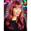 Lange Pruik Met Pony Esmeralda Bordeaux