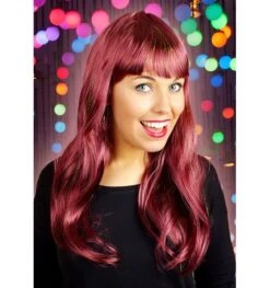 Lange Pruik Met Pony Esmeralda Bordeaux