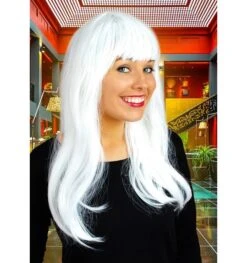 Lange Pruik Met Pony Esmeralda Wit