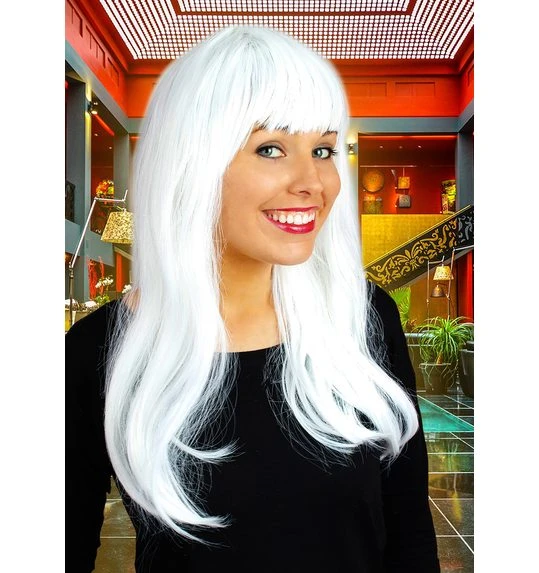 Lange Pruik Met Pony Esmeralda Wit 1 Lange Pruik Met Pony Esmeralda Wit