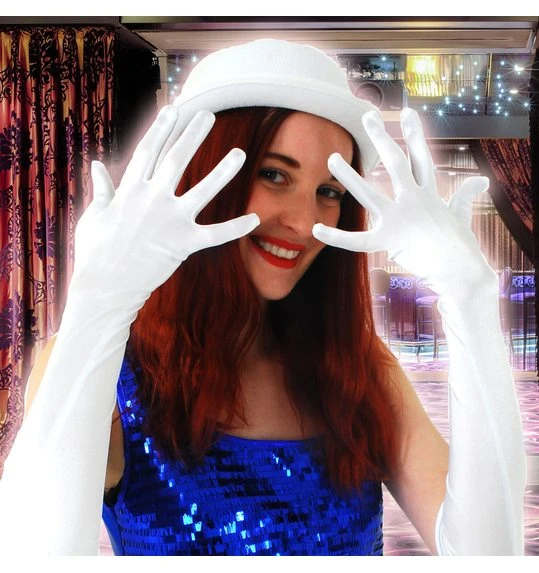 Lange Witte Satijnen Handschoenen 1 Lange Witte Satijnen Handschoenen