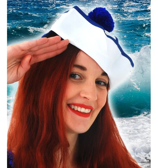 Matrozenhoedje Blauw Wit 3 Matrozenhoedje Blauw Wit - Afbeelding 3