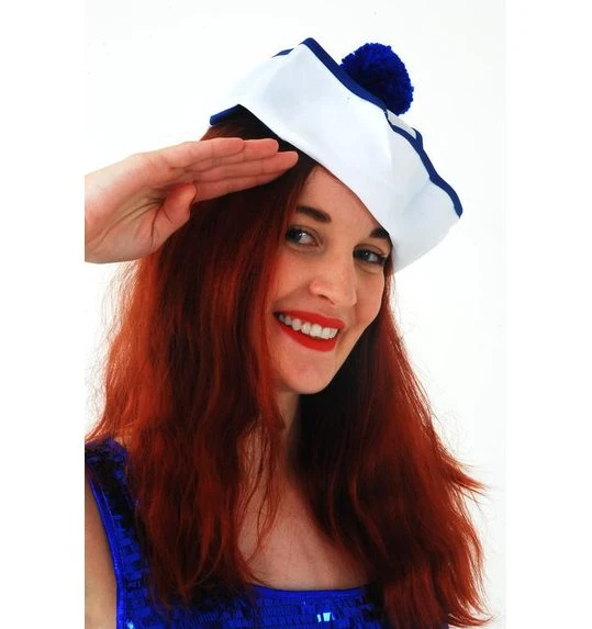 Matrozenhoedje Blauw Wit 2 Matrozenhoedje Blauw Wit - Afbeelding 2