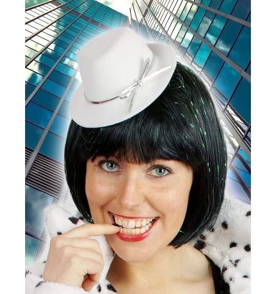 Mini Dames Maffia Hoedje Wit 1 Mini Dames Maffia Hoedje Wit