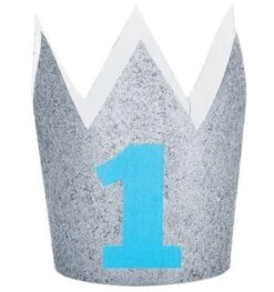 Mini Kroon Glitter 1 Jaar Blauw