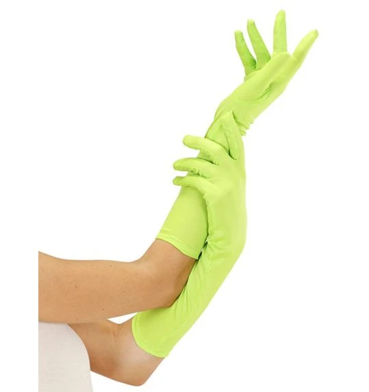 Neon Groene Lange Handschoenen 1 Neon Groene Lange Handschoenen