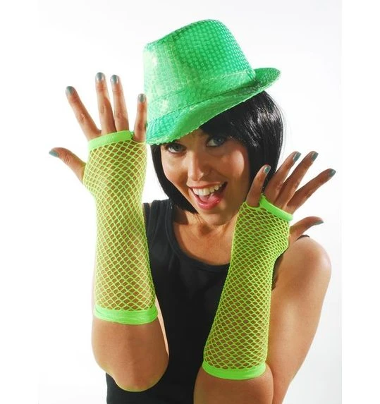 Nethandschoenen Lang Fluogroen 1 Nethandschoenen Lang Fluogroen