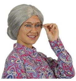 Oma Pruik Met Knot Grijs