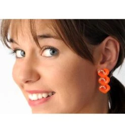 Oorbellen Hearts Oranje Met Steentjes