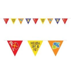 Papieren Vlaggenlijn “Welkom Sint & Piet” 6m