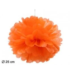 Pompom Lampion Oranje 25cm