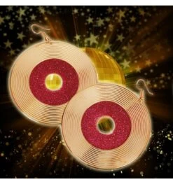 Rode Disco Plaat Oorbellen