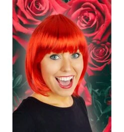 Rode Korte Bob Pruik Carré Sophia