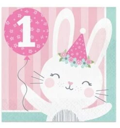 Servetten 1st Birthday Bunny (33cm,16st)