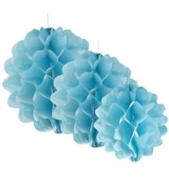 Set Van 3 Blauwe Pompons 15 20 29 Cm
