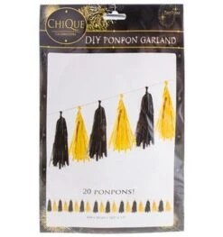 Slinger 20 Pompons Goud Zwart 4,2m